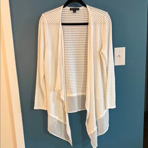 INC International Concepts Cream Striped Cardigan